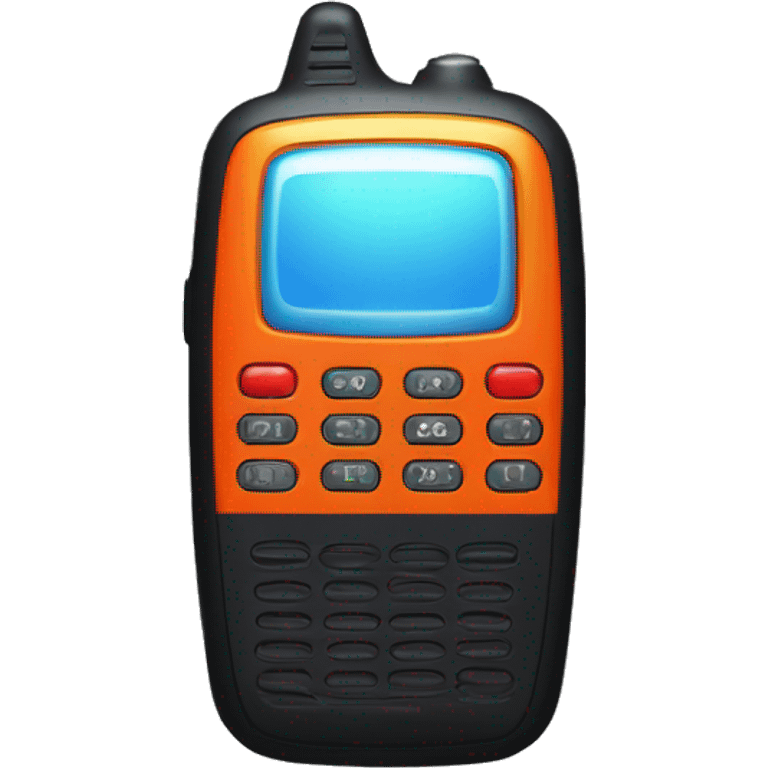 black walkie talkie with red-orange button on side emoji