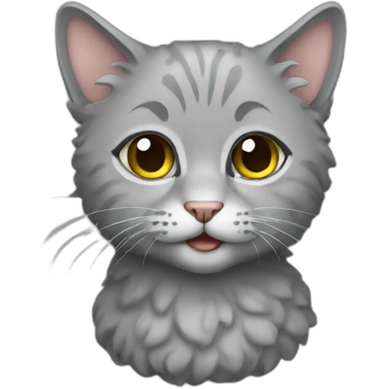 Grey curly cat emoji