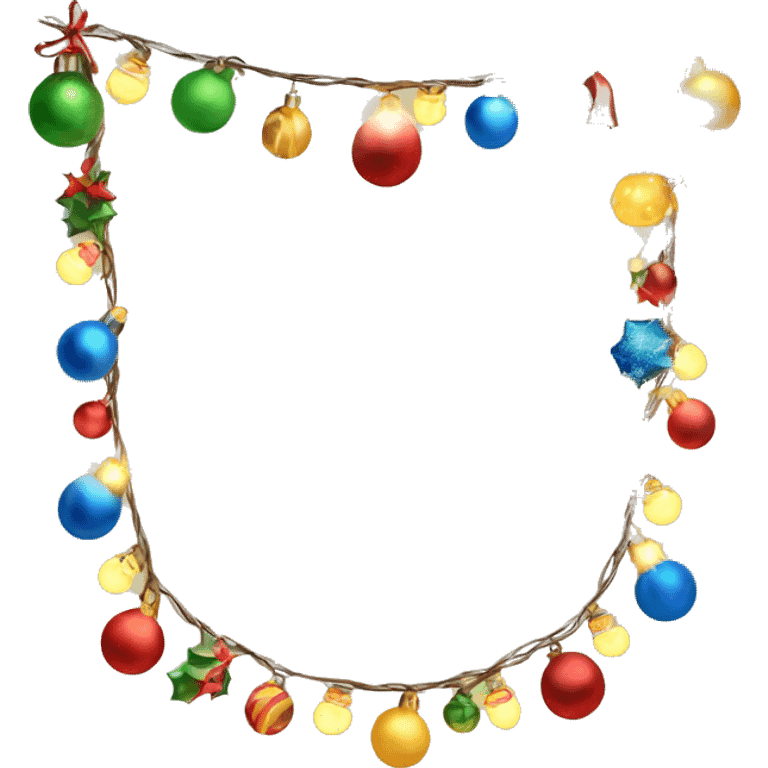 Single strand Christmas garland with lights and ornaments  emoji