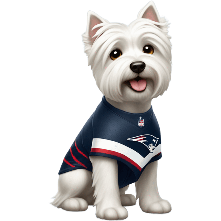 Westie with patriots jersey emoji