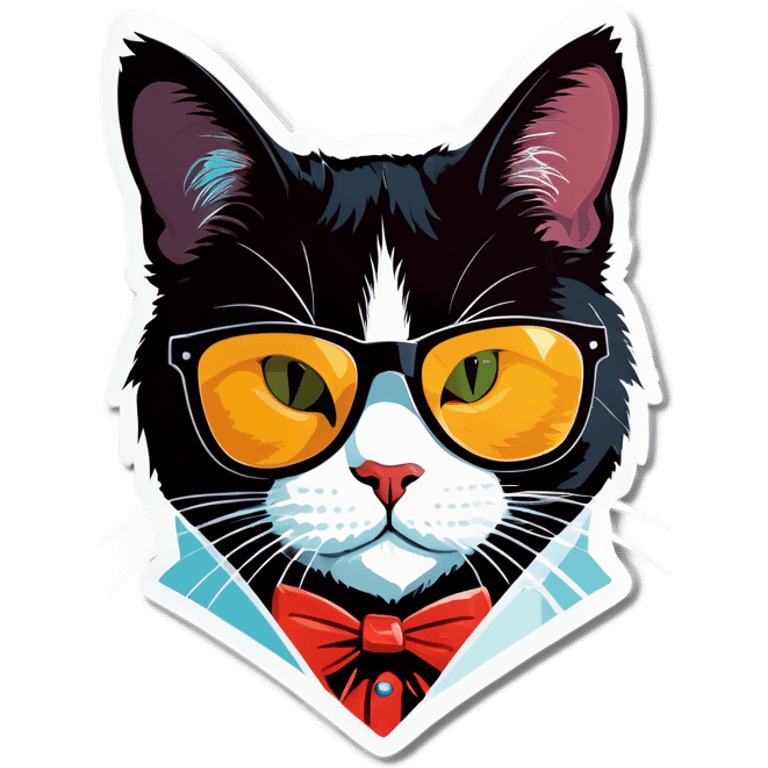 Tuxedo Cat with sunglasses emoji