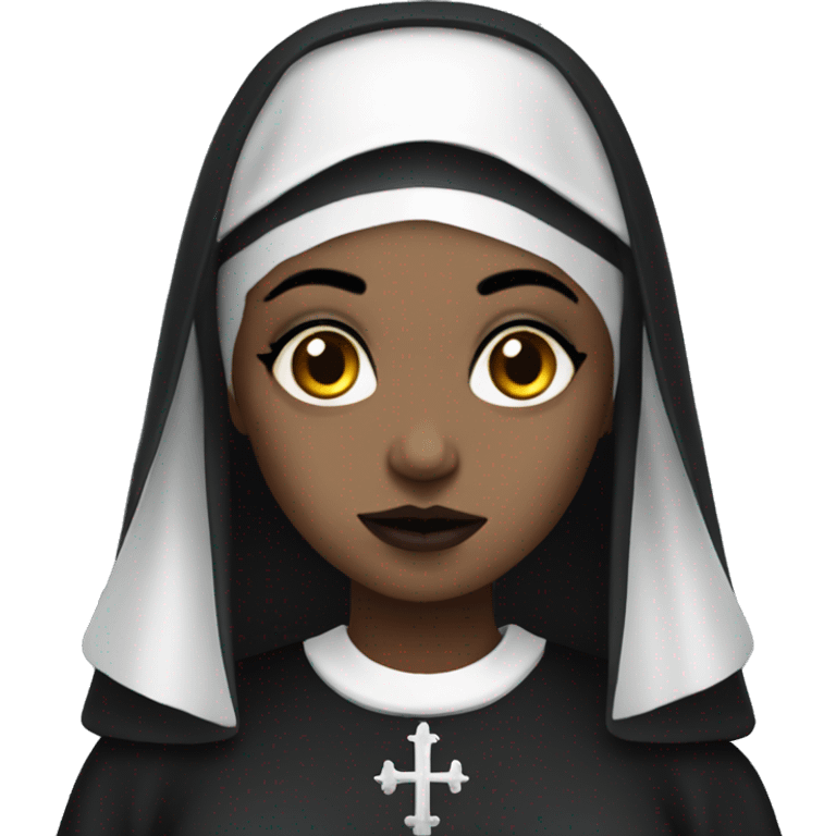 Nun with goth makeup emoji