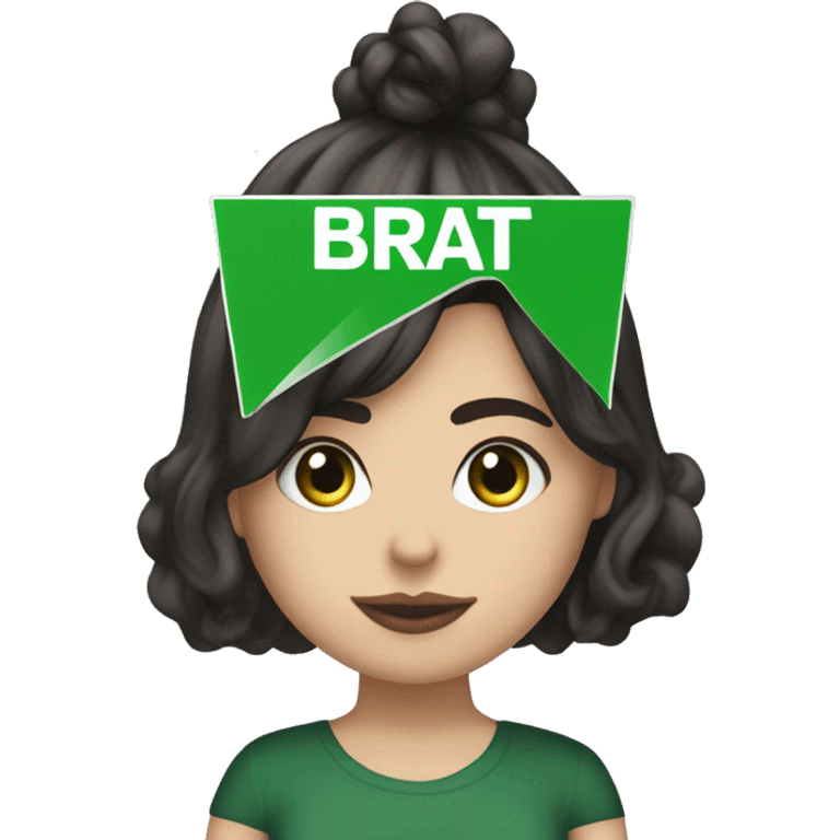 charli xcx holding a green sign that says ‘brat’ emoji