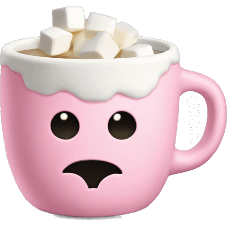 pink chrsitmas mug (with no face) white hot chocolate and mashmellows emoji