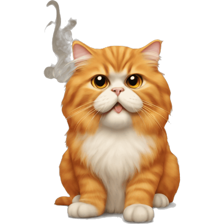 Orange Persian cat smoking emoji