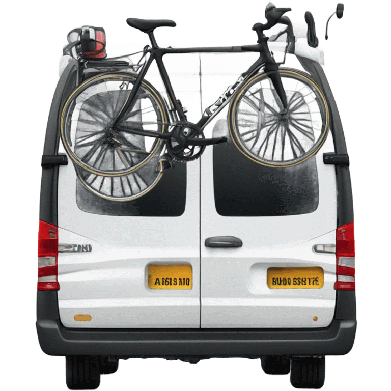 Sprinter Van with a bike rack on the back emoji