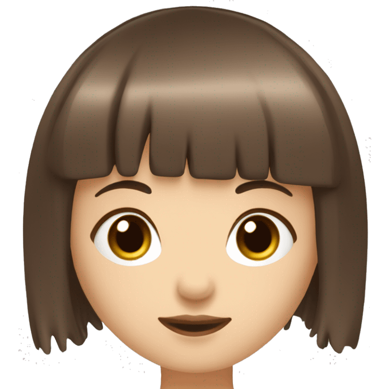 Brown hair girl with a fringe with long eyelashes with a white background ￼ emoji