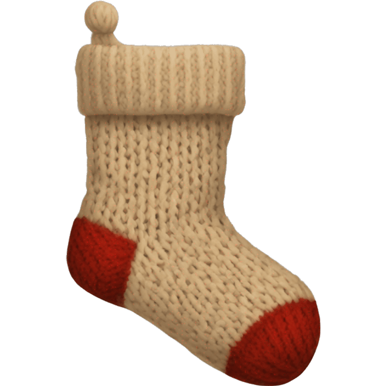 Beige knit Christmas sock emoji