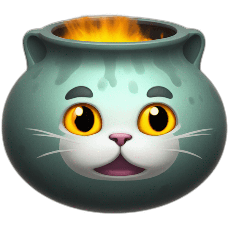 3d sphere with a cartoon filthy cauldron Cat skin texture with sincere eyes emoji