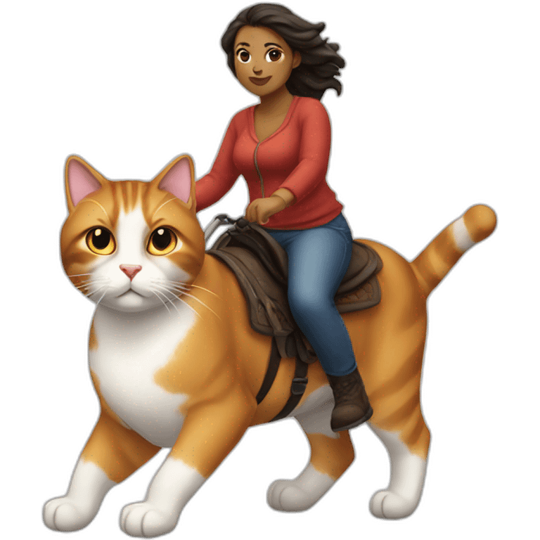 Thick-girl-riding-calico-cat emoji