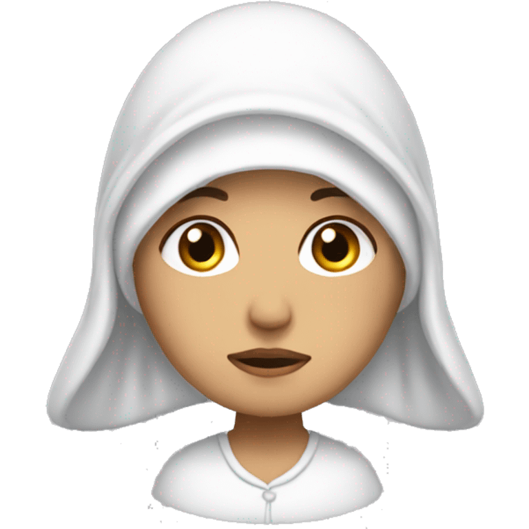 White bonnet with wings sad woman emoji