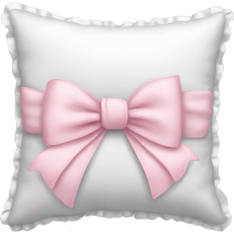 White ruffled pillow with light pink bow emoji