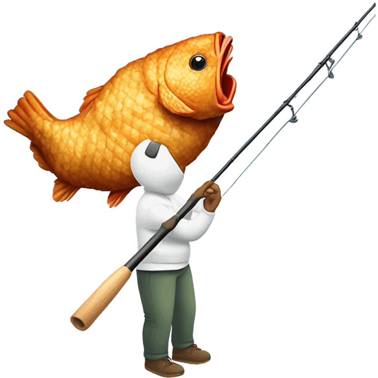 person fishing with fried chicken on the fishing pole as bait emoji