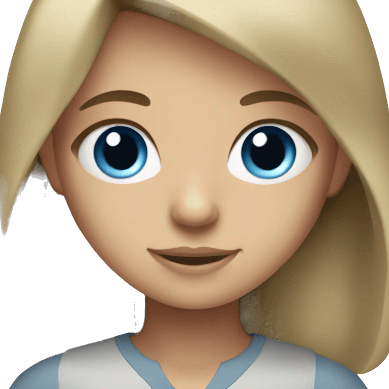 Girl with blue eyes and dark blond hair at work emoji