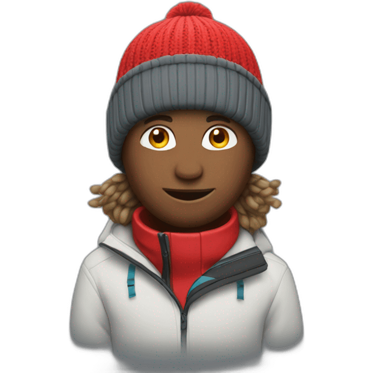 skier wearing red bobble beany emoji