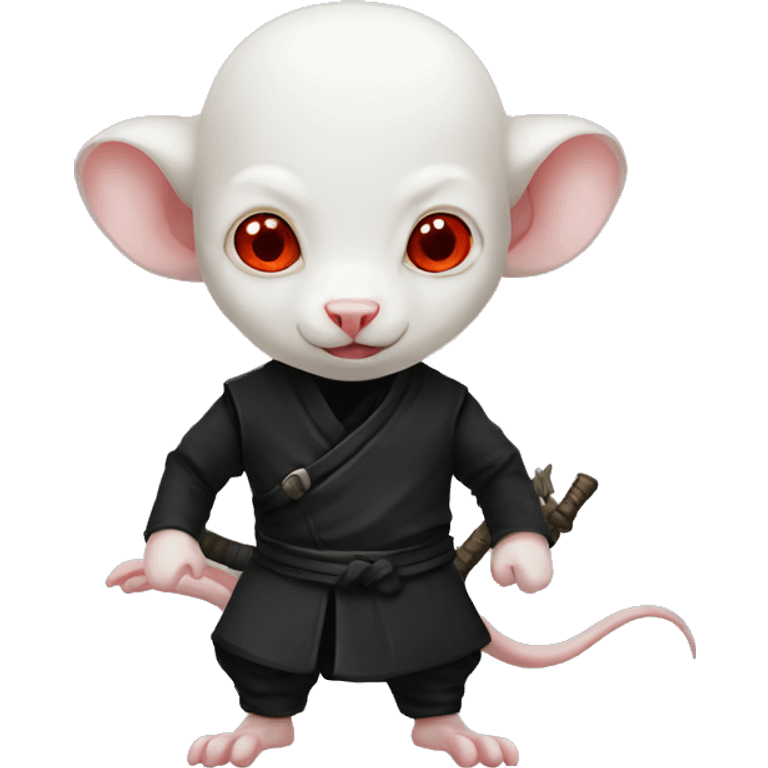 Albino rat red eyes, black ninja costume emoji