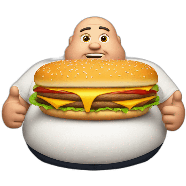 Fat man with burger emoji