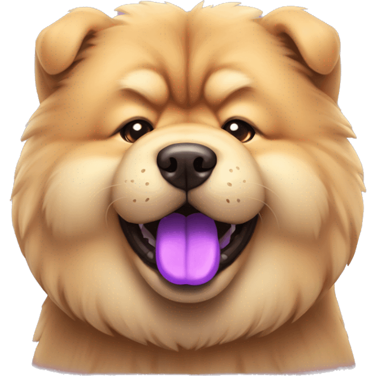 Chow chow dog with purple tongue emoji