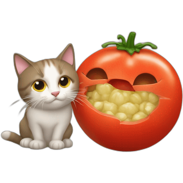 Une tomate qui mange un chat emoji