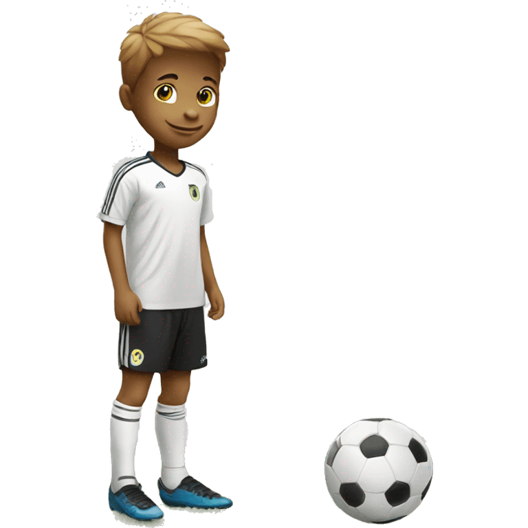 Kid white with soccer emoji