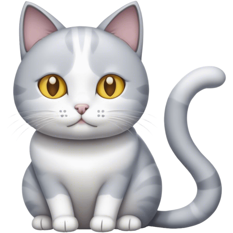 A grey and a white cat  emoji