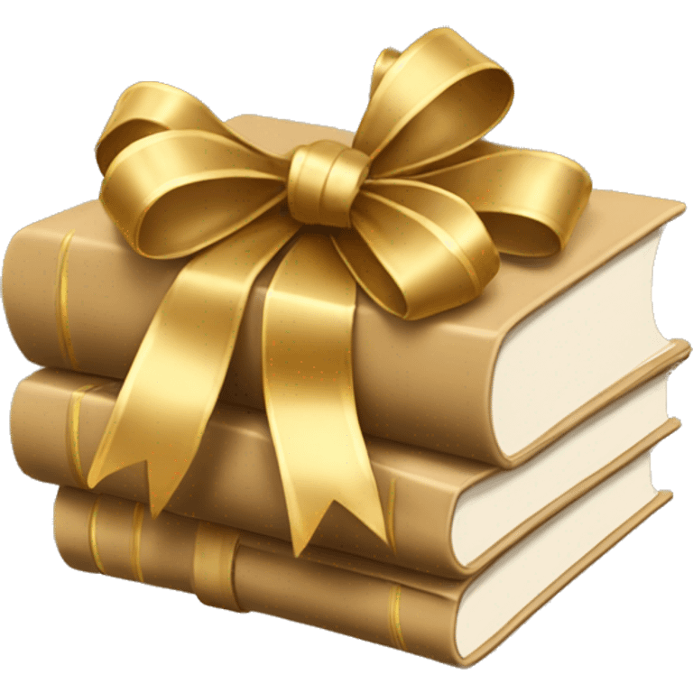 beige books stacked up and tied together by a golden bow emoji