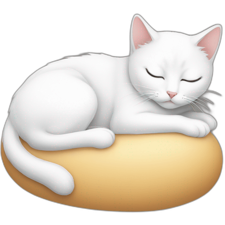 Totally white cat sleeping near by totally black cat emoji