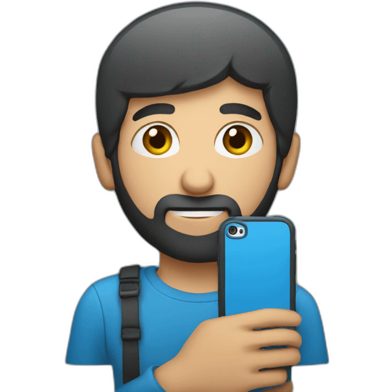 Syrian guy holding a blue phone emoji