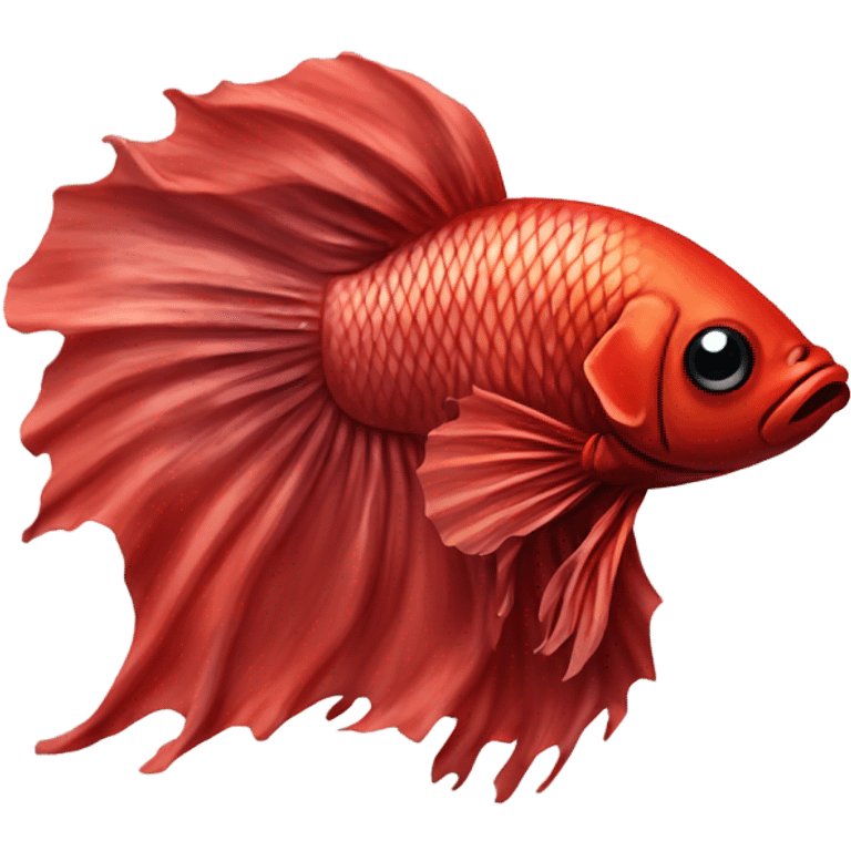 Red betta fish with fin rot emoji