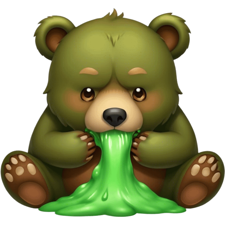 a bear vomiting green emoji