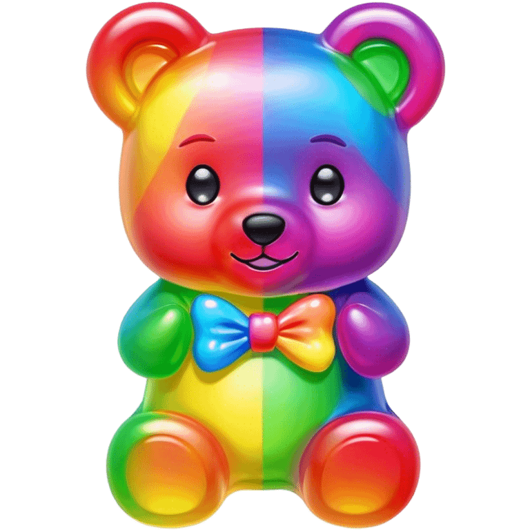 neon rainbow girl gummy bear with bow emoji