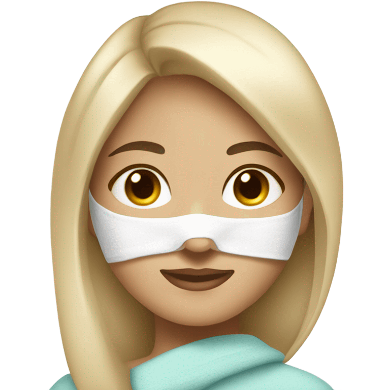 A light skin girl with a spa mask on  emoji