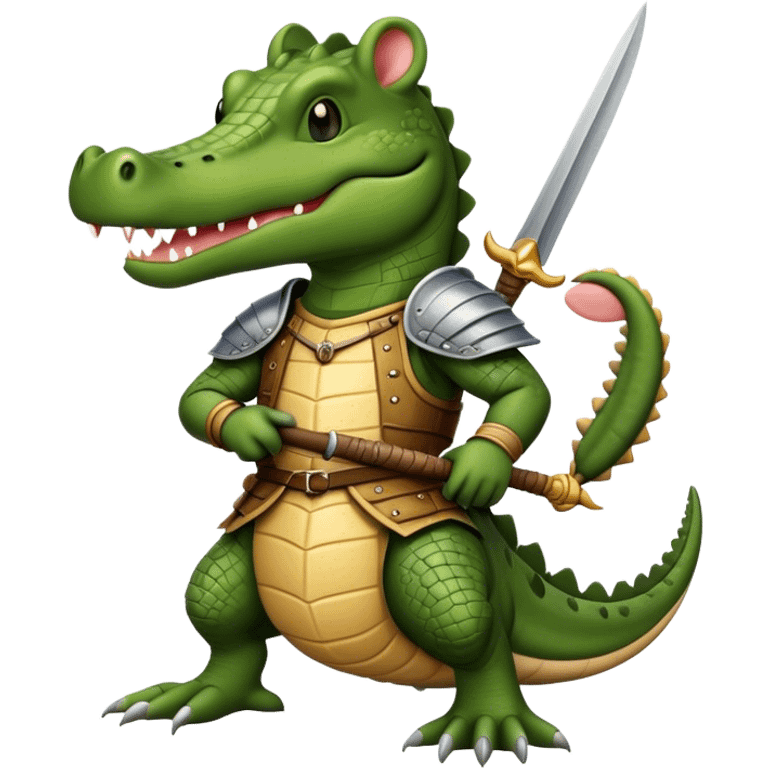 Medieval warrior crocodile and mouse emoji