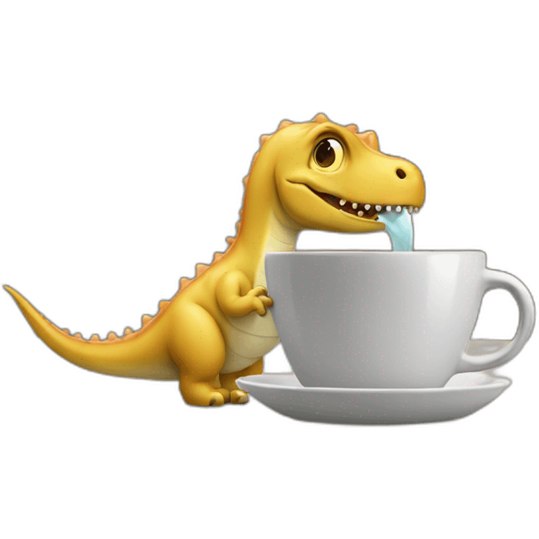 Dino drinking coffee emoji