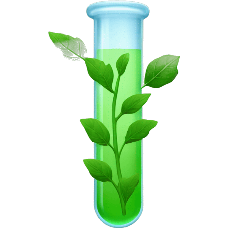 Test tube surrounded with green leaves emoji