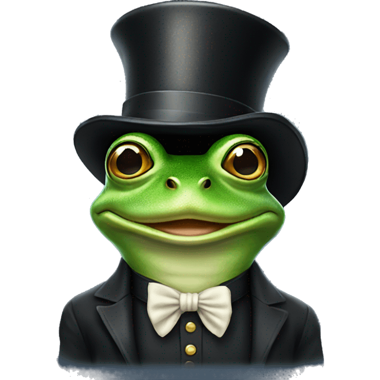 Frog wearing a tophat emoji