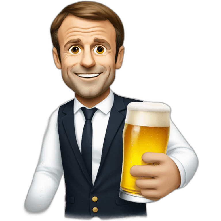 Emmanuel Macron holding a beer emoji