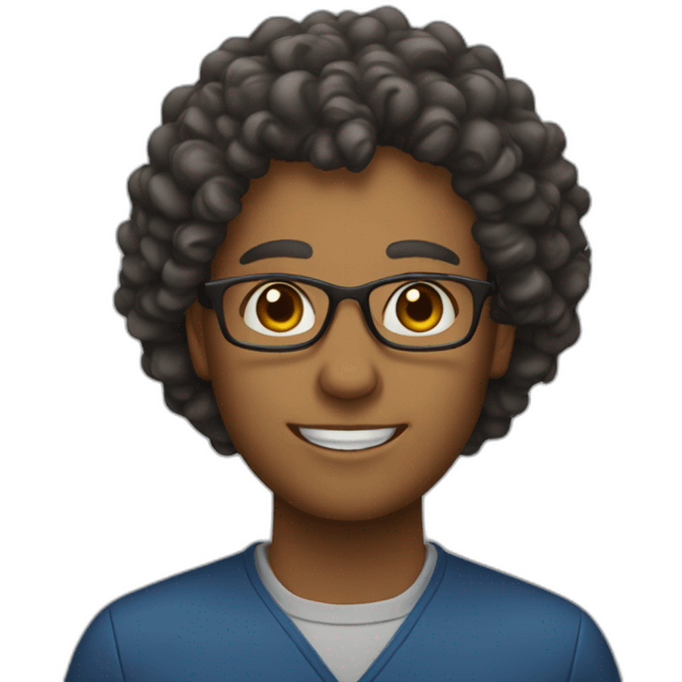 Teacher with curly hair emoji