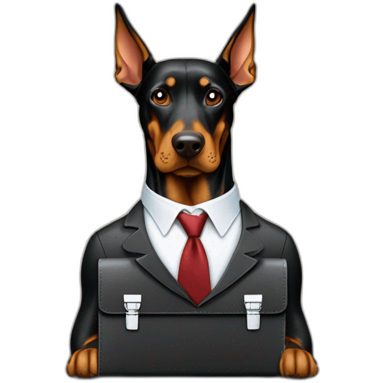 Doberdore dog (floppy ears) in tie and with briefcase  emoji