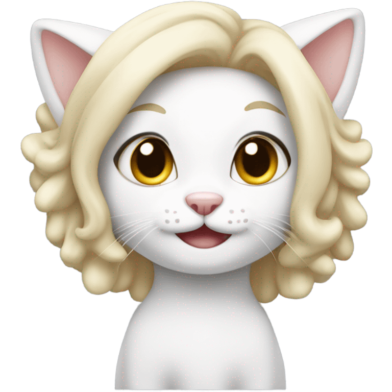 White-cat stretch-Cheerleader-blonde-pigtails emoji