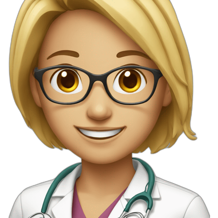 young female doctor smiling emoji