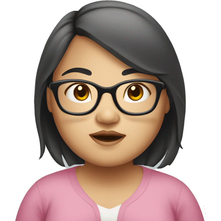 chubby asian girl with glasses emoji