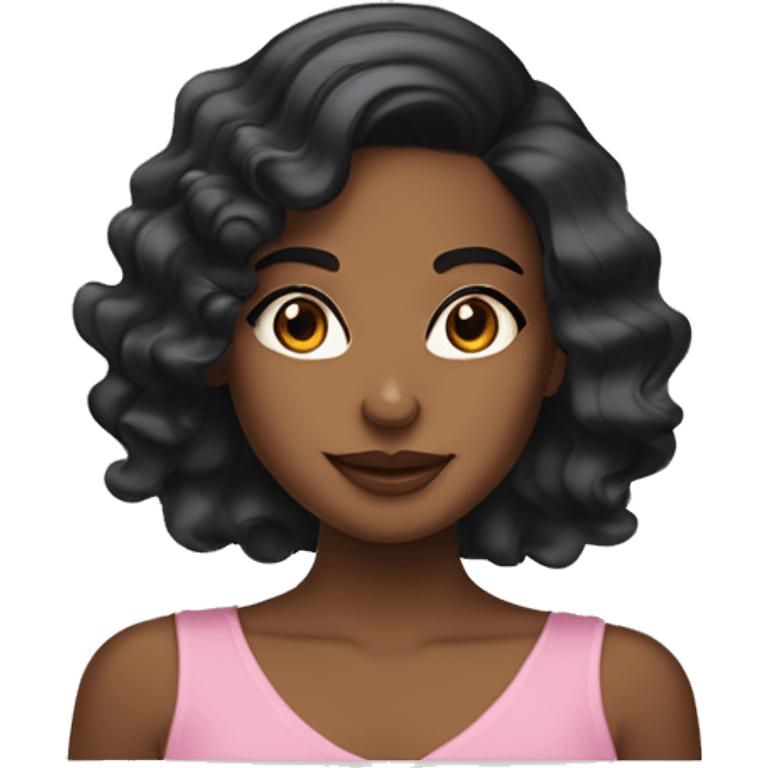 brownskin girl with side part body wave black hair and lash emoji