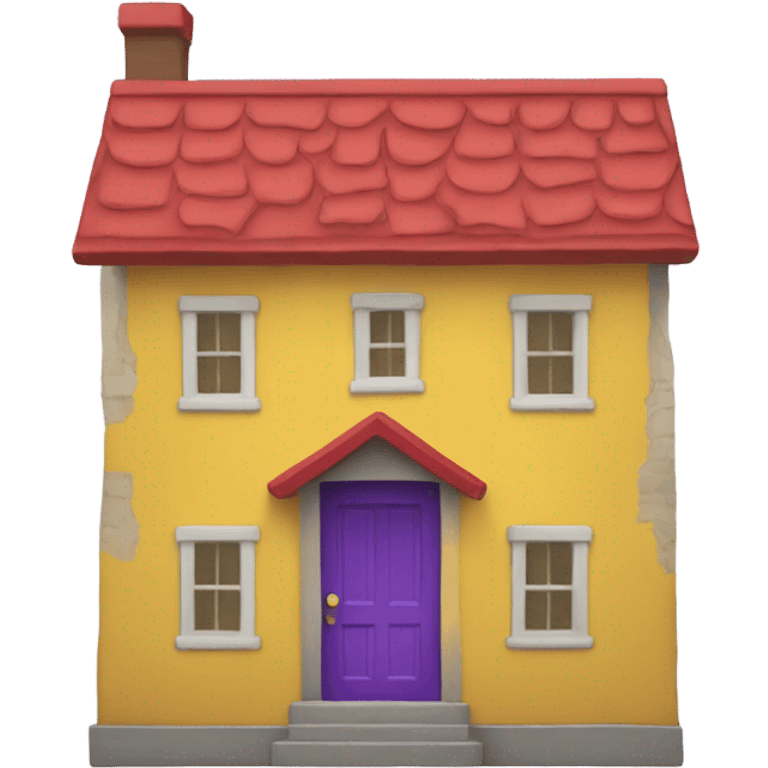 A house with a red roof on the yellow outside and a purple door emoji