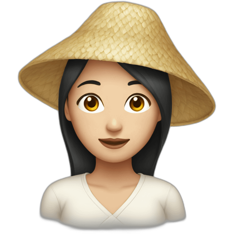 Asian girl with rice hat emoji