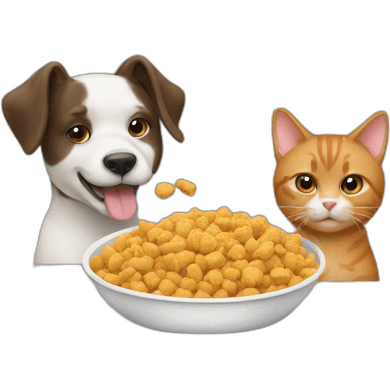 Dog and cat eating food  emoji