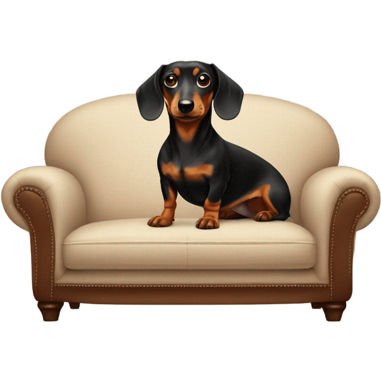 Dachshund with a sofa emoji