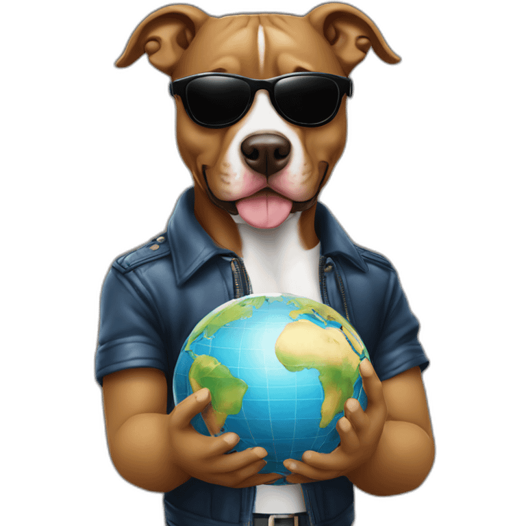 Armando Christian Pérez pitbull wearing sunglasses with globe in background emoji