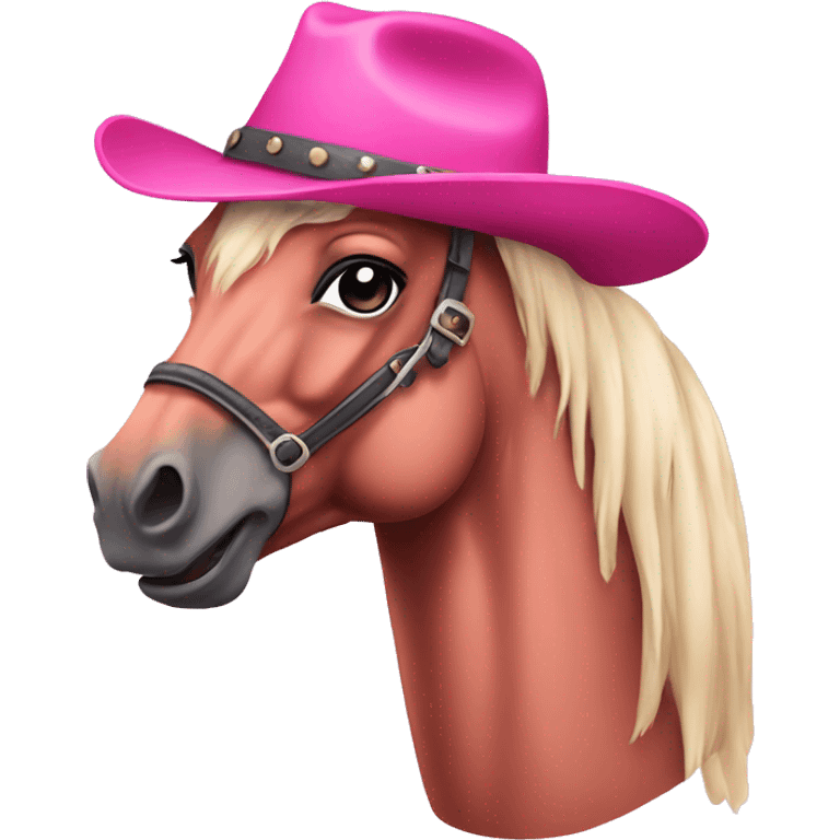 Pink horse with western hat emoji