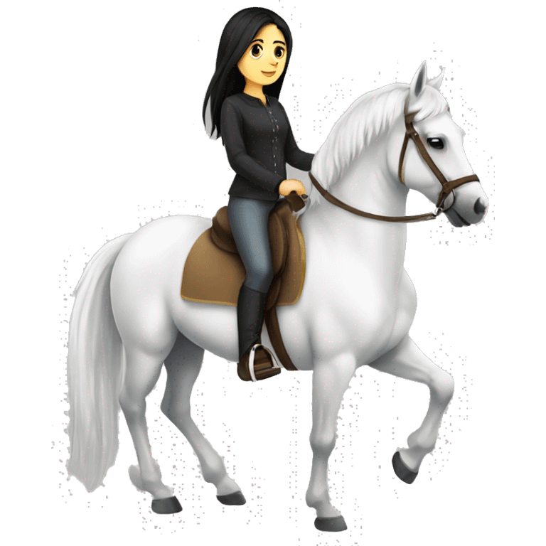 Arabic white horse riding german  cute Girl black Hair emoji